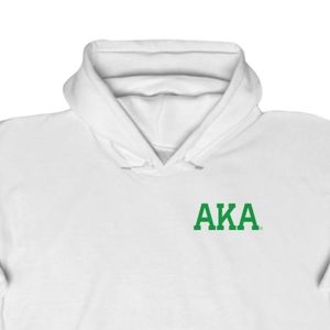 AKA White Hoodie <b>Green</b> Crest Print Fleece Pullover Unisex Greek Sorority Sweatshirt OEM ODM Wholesale - Product Image 5