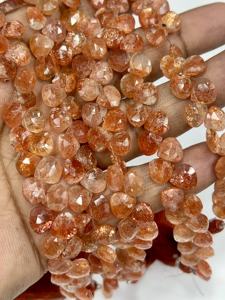 Cuentas facetadas de piedra solar natural AAA en forma de corazón, tamaño 6-7 mm aprox. Cadena de 8 Pulgadas - Product Image 3