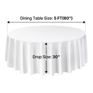 Set di 6 Tovaglie in Poliestere Bianco, Diametro 120 Pollici, Lavabili in Lavatrice e Resistenti alle Macchie e alle Pieghe - Product Image 5