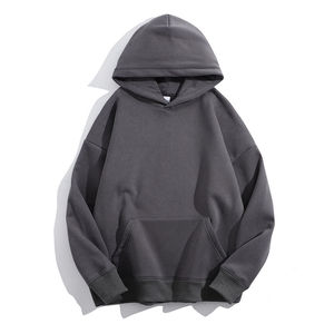 Oversized Hooded Sweatshirt Unisex Solid Color Cotton Fleece Casual Autumn Wear Pocket Design Regular Fit Knitted - Product Image 2