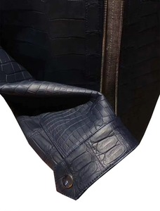 Veste en cuir véritable pour homme, respirante, col montant, fermeture éclair sur le devant, style décontracté d'hiver, coupe classique - Product Image 3