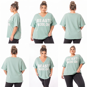 Gym Fitness Plus Size T Shirt <b>Distressed</b> Hem Embroidered Tee Loose Fit Short Sleeve Tee <b>Top</b> 100% Cotton Polyester Summer T-Shirt - Product Image 5