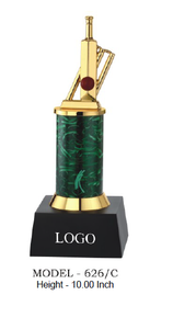 Trophée sportif plaqué or modèle 626 A B C avec colonne en marbre vert et base gravée pour les jeux et événements - Product Image 6