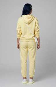 Ensemble de survêtement 2-en-1 pour femme, imprimé color block marron et blanc, avec haut à col roulé zippé à manches longues et pantalon de jogging ample et sportif à fentes latérales - Product Image 4