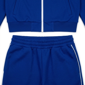 Conjunto Deportivo de 2 Piezas para Mujer, Color Azul, Chaqueta con Cierre Completo y Franja Lateral, Corte Holgado, Estilo Deportivo, para Todas las Temporadas - Product Image 6