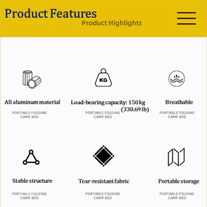 เตียงพับได้สำหรับตั้งแคมป์กลางแจ้งขนาด210ซม. ขนาดคิงไซส์ - Product Image 6