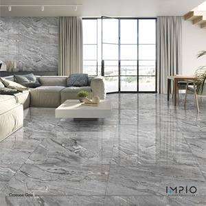 Azulejo de porcelana con aspecto de mármol gris contemporáneo de 600x1200, vena suave pulida para sala de estar de lujo y piso de hotel - Product Image 3