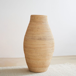 Vase en rotin naturel fait main, grande taille, pour branches de fleurs, pots dorés, décoration de sol et de table - Product Image 4