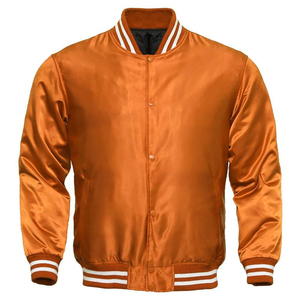 Vestes bomber en satin sur mesure, design OEM, broderie personnalisée, veste de baseball, veste Letterman pour homme - Product Image 2