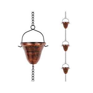Cadena de Lluvia de Metal con Diseño Vintage, Bañada en Cobre, con Copas de Loto Acanaladas, Decoración para Jardín Exterior, Fuente de Agua a Precio Accesible - Product Image 3