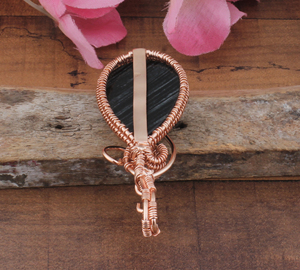 จี้เงินแท้ทำมือ หุ้มด้วยลวดโรสโกลด์ ประดับด้วยหินแจสเปอร์ เครื่องประดับศิลปะสุดพิเศษ ของแท้จากธรรมชาติ เครื่องรางโบราณ งานถักด้วยมือจากอัญมณี - Product Image 6