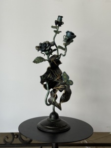 Escultura de Hierro Forjado Khang Hung Phat, Base Redonda Pintada, Adorno Decorativo Elegante para el Hogar o Jardín, Accesorios para Cercas, Naturaleza - Product Image 3