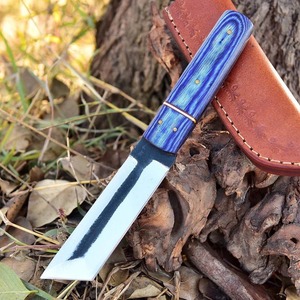 Couteau Tanto à lame fixe fait main avec manche en bois dur et étui en cuir véritable – Couteau de survie pour l'extérieur - Product Image 3