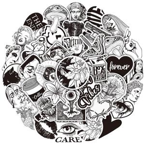 Custom Best Eco-Friendly Black White Cartoon <b>Vinyl</b> Stickers | <b>Removable</b> Waterproof Die Cut Decals Indoor Outdoor UV Printed - Product Image 2