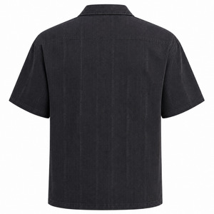 OEM <b>Gothic</b> Charcoal Pinstripe Camp Collar <b>Shirt</b> Custom Y2K Men's Oversized Boxy Button-Up Streetwear Wholesale - Product Image 5