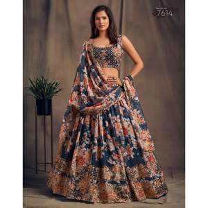Magnifique ensemble de travail imprimé Lehenga Choli pour les fêtes pour femmes - Product Image 2