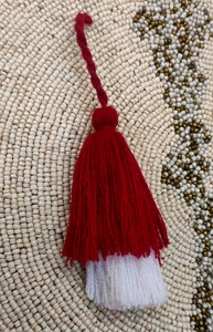 Red Cotton Tassel With White Trim For Home Decor Hanging Bohemian Style - Product Image 6