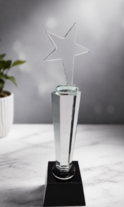 Trofeo de Cristal Estrella Grabado con Láser para Actividades Promocionales, trofeo de cristal con base negra de cristal - Product Image 5
