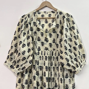 Vestido Casual Midi para Mujer, Tejido 100% Algodón, Liso, Manga Corta, Cintura Imperio, Estilo Babydoll, Cuello en V, Holgado, Funcional - Product Image 2