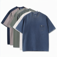 T-shirt d'été personnalisé pour homme 100% coton uni coupe oversize délavé à l'acide imprimé numériquement sur le devant tricoté respirant manches courtes 320g