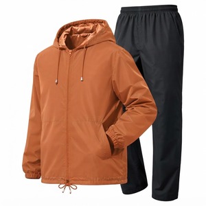 Conjunto Deportivo para Hombre, Estilo Urbano, con Capucha, Resistente al Viento, 100% Nailon, Chaqueta con Cierre y Pantalones Largos, Ligero, Color Sólido, Casual - Product Image 4