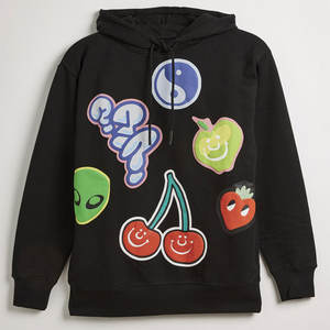 Sudadera con Capucha Acolchada de Algodón con Diseño de Piedras Bordadas, Estilo Tie-Dye y Patrón Liso, para Invierno - Product Image 1