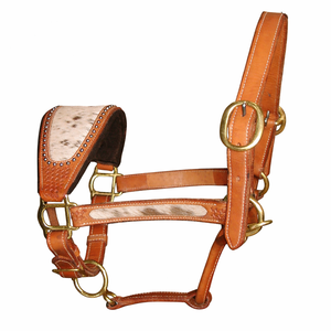 Cabestro de Cuero Genuino para Caballo con Corona Acolchada de Pelo y Nariz Ajustable, Herrajes de Latón Premium, Resistente, Venta al por Mayor OEM - Product Image 2