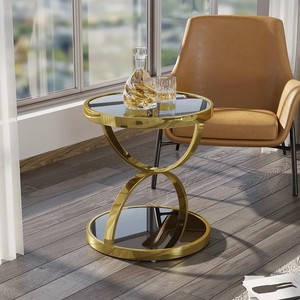 LINEA gold <b>side</b> <b>table</b> metal <b>side</b> <b>table</b> round end <b>table</b> <b>glass</b> top <b>table</b> modern <b>side</b> <b>table</b> tier <b>side</b> <b>table</b> luxury <b>side</b> <b>table</b> bed - Product Image 6