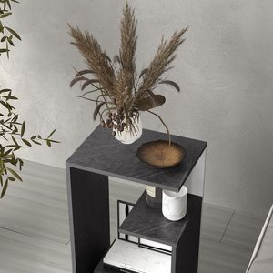 Mesa auxiliar Everet de 25 pulgadas de alto con 3 niveles y estantes abiertos, mesita de noche Onix blanca - Product Image 3
