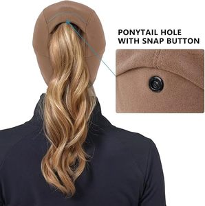 Gorra térmica de invierno personalizada con logo para mujer, cortavientos, con orejeras, gorra deportiva de béisbol con abertura para cola de caballo, gorro cálido para ciclismo. - Product Image 4