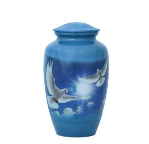 Urnes funéraires modernes en métal avec motif d'oiseau dans le ciel pour adultes et animaux de compagnie, urne commémorative écologique pour humains et animaux - Product Image 2
