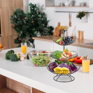 Cesta de Hierro Fundido Negra de 3 Niveles, Ecológica y Hecha a Mano, para Frutas y Verduras, Organizador Multiusos para Encimera - Product Image 2