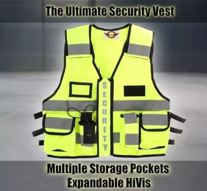 Hi Vis Reflective <b>Safety</b> Vest Guard Use Workplace Community <b>Safety</b> Vest Multi Pocket Polyester Customized Security Guard Uniform - Product Image 4