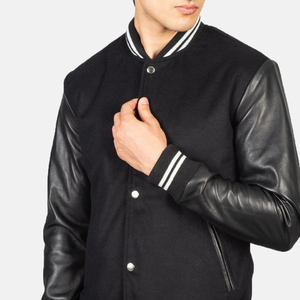 Chaqueta Varsity con Parches Bordados Personalizados, Diseño Nuevo 2026, para Hombre y Mujer, Mangas de Cuero Genuino de Alta Calidad, Ropa Universitaria - Product Image 6