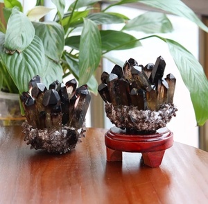 Natural Smoky Quartz <b>Crystal</b> <b>Cluster</b> Polished Stone For Home Decoration Feng Shui Gemstone Decor - Product Image 3