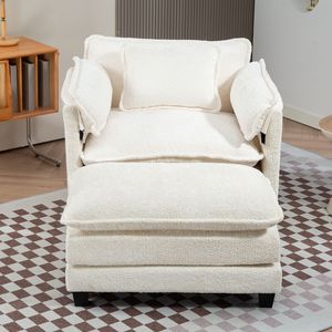 Divano Oversize 55.32*39.76 per Interni, Pouf Portatile in Bouclé, Letto Singolo con Seduta Più Larga, Cuscino Doppio Profondo, Avvolgente e Resistente per Soggiorno - Product Image 5