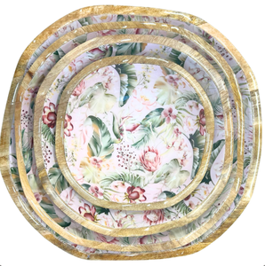 Tazón de servir de madera de acacia con diseño de palmera impreso en esmalte, vajilla para mesa, tazón para fiestas. - Product Image 6