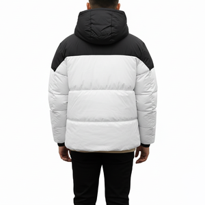 Manteau matelassé à capuche 2026 avec logo OEM, doudoune gonflée noire personnalisée pour homme, veste d'hiver brillante pour homme - Product Image 5