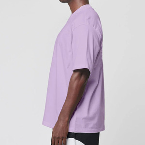 Camiseta de Manga Corta para Hombre, Cuello Redondo, Color Lavanda, Talla Grande, 100% Algodón Jersey, Corte Casual, Diseño Liso - Product Image 2