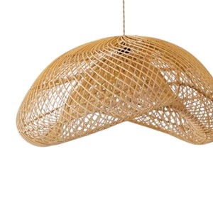 Abat-jour moderne en bambou, suspension torsadée en forme de spirale, couvercle de lampe suspendue en osier pour salle à manger - Product Image 2