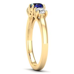 Bague en argent sterling 925 avec saphir bleu et moissanite, design REYES, fabrication artisanale, bijoux de mariage pour femmes - Product Image 3