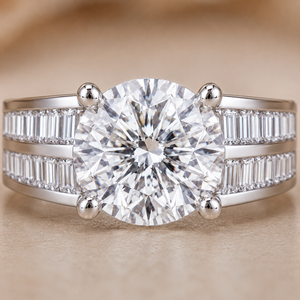 Anillo de Compromiso con Doble Banda Baguette y Diamante Solitario Cultivado en Laboratorio, Oro Blanco de 14 Quilates con Baño de Rodio, Regalo para Fiesta, Propuesta de Matrimonio - Product Image 4