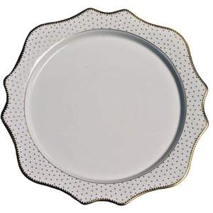 Assiette de présentation blanche durable avec bordure rouge, empilable, pour événements, achat en gros, vaisselle de traiteur pour banquets et mariages - Product Image 5