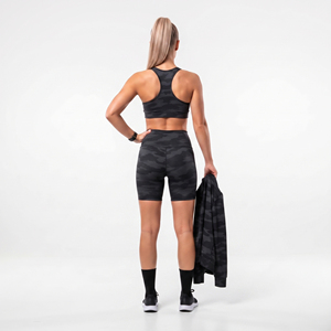 Wholesale Women 3 Piece <b>Yoga</b> Set Camouflage Athletic 3 Piece Activewear Long Sleeve Training <b>Jacket</b> Biker Compression Shorts Set - Product Image 6