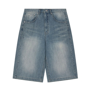 Pantalones Cortos Bermuda de Mezclilla para Hombre, Cintura Alta, Color Sólido, Estilo Casual, Tejido 100% Algodón, Transpirable, para Verano - Product Image 4