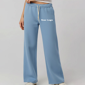 Pantalon de jogging ample et confortable pour femme, taille haute avec cordon de serrage, respirant, coupe droite, style décontracté, vente en gros - Product Image 4