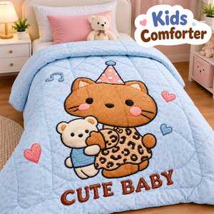 Kids Comforter Set Soft <b>Quilted</b> Children Bedding Cute Cartoon Animal Design Nursery Toddler Bedroom Warm Cozy Reversible - Product Image 2