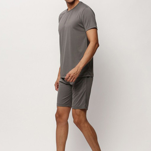 Low MOQ Men's Solid Plus Size Summer Shirt Short <b>Set</b> Customized Breathable Cotton 2-Piece Joggers Tracksuit Twin Matching <b>Set</b> - Product Image 2