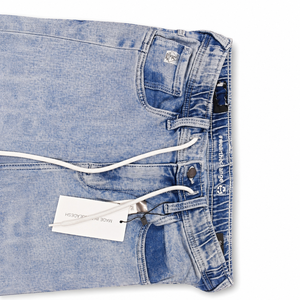 Jean en denim délavé coupe slim et droite pour homme, style moto, taille mi-haute, en coton, pour le printemps et les tenues décontractées - Product Image 3