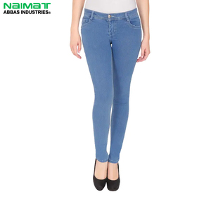 Pantalones vaqueros de cintura alta para mujer, corte recto, lavado azul clásico, cómodos, elásticos, de algodón, para damas. - Product Image 1